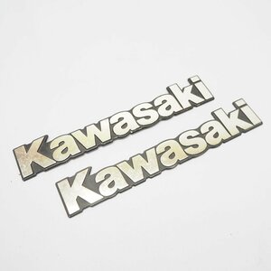 割れ無! Kawasaki 純正エンブレム左右 タンクエンブレム シルバー