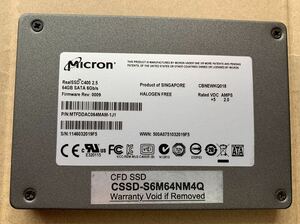 [ period of use 2279 hour ]Micron 64GB C400 MTFDDAC064MAM-1J1 2.5 SATA SSD 29