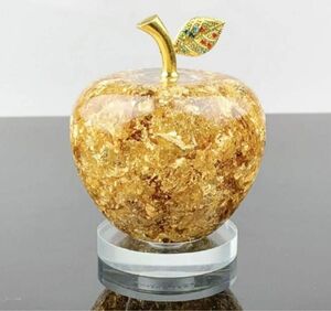 ゴールドアップル　金リンゴ　金運アップ　インテリア　可愛い　風水　運気　パワー　金箔　縁起物　置物　ガラス　玉　占い　一粒万倍日