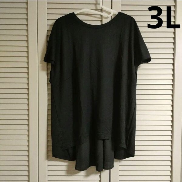 インシード フィッシュテール カットソー Tシャツ 半袖 黒 ブラック レディース 大きいサイズ 3L