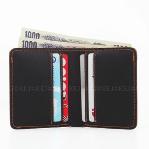 No.192 財布 カード 本革 レザー ウォレット コンパクト ウォレット 二つ折り財布