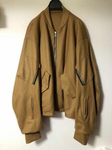 uru 17AW Wool Flight Jacket ウール ボンバージャケット 多重ポケット メルトン フラノ キャメル オーバーサイズ MA-1