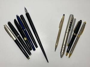 ★現状品★ 万年筆 ボールペン おまとめ PLATINUM/PARKER/CROSS/PILOT 他 ペン先 18K 18KWG 14K 筆記用具 筆記未確認