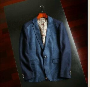 単ボタン(実寸54 2XL )新品◆高級セレブdesigner* 完売■紳士 高品質 紳士 WOOL混 紳士 ジャケット スーツ ブレザーウール混