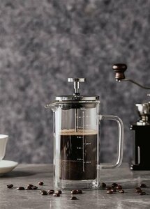 コーヒープレス 二重耐熱ガラス構造　フレンチプレス コーヒーメーカーブレイクタイム 朝食　コーヒー お茶