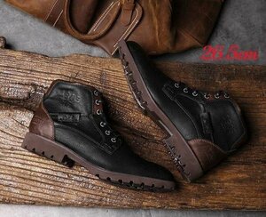  boots men's boots shoes Work boots bike boots shoes leather shoes Rider's rice manner military casual black 26.5cm