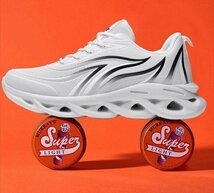 スニーカー メンズ スポーツ 靴 ウォーキング ランニングシューズ ジョギング トレーニング カジュアルシューズ ホワイト 25.5cm_画像3