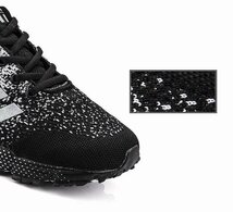 ウォーキングシューズ メンズ スニーカー 運動靴 ローカット 軽量 靴 シューズ ジョギング 屋外 四季兼用 ブラック&ホワイト 25.5cm_画像2