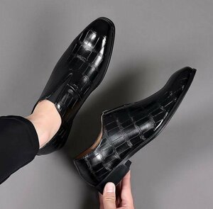 ビジネスシューズ　メンズシューズ　シューズ　靴　紳士靴 ゴアシューズ ストーン柄　歩きやすい　快適　通勤靴 オシャレ ブラック　26.5cm