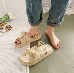  sandals thickness bottom lady's ..... sport sandals beach sandals light weight beautiful legs stylish casual rice color 25cm