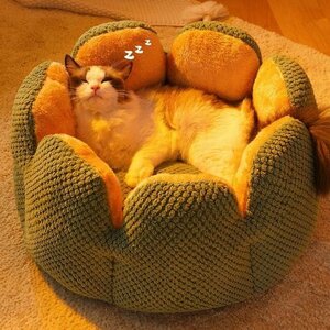 猫 犬 ベッド　ペットベッド ふわふわ　暖か もこもこ　ペット用品　滑り止め　クッション マット　丸ドーナツ　可愛い　秋冬 Sサイズ