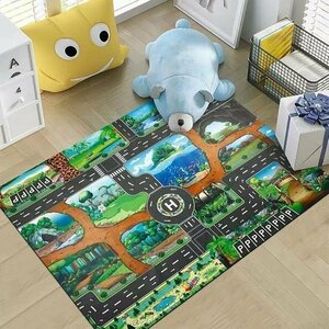 子供ゲームパッド 遊びマット 道路交通　プレイマット カーペット 防音 防撥水 床暖房対応 ベビー　子供の部屋 早期教育　80×120CM　29番