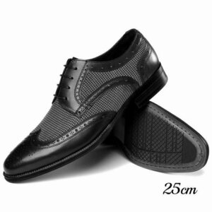 ビジネスシューズ　メンズシューズ　シューズ　イギリス風 靴　千鳥柄　フォーマル 　紳士靴 おしゃれ　イギリス風　ブラック　25cm