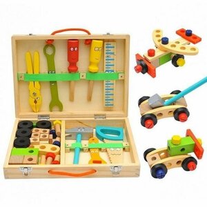 子供大工　組立　知育 木製おもちゃ　大工さん　工具セット 幼児木製　ツール　ボックス キッズ組み立て　想像力　３歳　長持ち