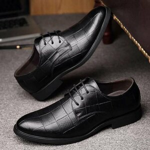 ビジネスシューズ オックスフォードシューズ メンズシューズ フォーマル　 韓流 春秋　紳士靴　革靴　歩きやすい ブラック 26.5cm