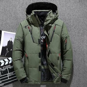 YR-01 緑（実寸 L)新品◆高級セレブdesigner*スキー 登山 OUTDOOR アウトドア ジャンパー ブルゾン 無地 フード付き ダウンコート