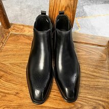 チェルシーブーツ　サイドゴアブーツ ブーツ メンズシューズ　牛革　ビジネスシューズ　イギリス風　革靴 本革　紳士靴　ブラック　24.5cm_画像3