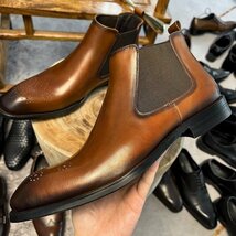 チェルシーブーツ　サイドゴアブーツ ブーツ メンズシューズ　牛革　ビジネスシューズ　イギリス風　革靴 本革　紳士靴　コーヒー　26cm_画像4