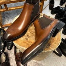 チェルシーブーツ　サイドゴアブーツ ブーツ メンズシューズ　牛革　ビジネスシューズ　イギリス風　革靴 本革　紳士靴　コーヒー　26cm_画像3