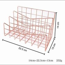 ブックスタンド マガジンラック デスク上 ローズゴールド 金属 おしゃれ 書籍 本 手紙 新聞 ファイル 省スペース 収納_画像4