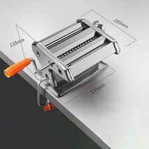 パスタマシン 製麺機 麺機 ラーメン製麺機 2種カッター 家庭用 手動式 ステンレス鋼麺メーカー 自宅でDIY麺類_画像6