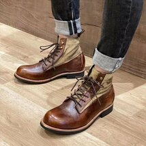ブーツ　ミリタリーブーツ メンズ シューズ　ワークブーツ　マーティンブーツ　パンク 革靴　PUレザー ライダース　紳士靴 25.5cm_画像10