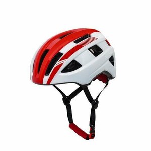 自転車 ヘルメット サイズ調整 自転車用 サイクリング ロードバイク サイクルヘルメット 通勤 軽量 高剛性 流線型 ホワイト&レッド