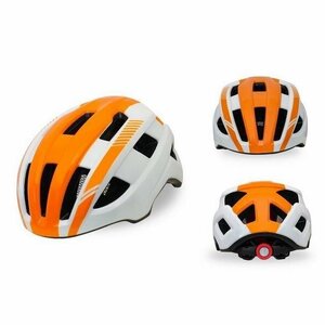 自転車 ヘルメット サイズ調整 自転車用 サイクリング ロードバイク サイクルヘルメット 通勤 軽量 高剛性 流線型 ホワイト&オレンジ