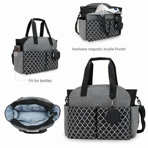  mother's bag tote bag shoulder 3way rucksack handbag bag nylon water-repellent light weight storage mama lady's black & gray 