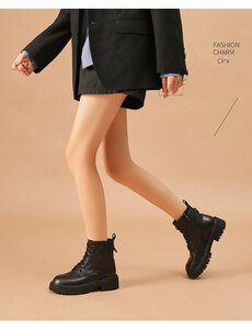 XX-WZNX- 618 黒 40サイズ25.cm程度【新品未使用】 新しいトレンド冬の女性マルティンス靴ひも丸頭柔らかい厚底英倫風