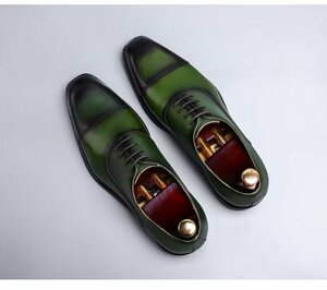 XX-20613 green / worker handmade 42 size 26cm degree [ new goods unused ] high quality popular new goods men's shoes business shoes worker handmade original leather 