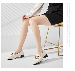 XX-WZNX-1130 IVORY 35サイズ22.5cm程度【新品未使用】新しいカジュアル多用途ファッション太いヒールの女性の革靴