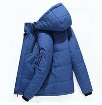 YR-01 青（実寸2XL)新品◆高級セレブdesigner*スキー 登山 OUTDOOR アウトドア ジャンパー ブルゾン 無地 フード付き ダウンコート_画像4