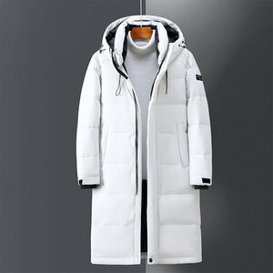 YR-ACT 白灰 (表記2XL)北欧VIKINGAR 人気新品 高品質 ダウンコート メンズ ロングコート フード付き 厚手 防寒 ダウンジャケット