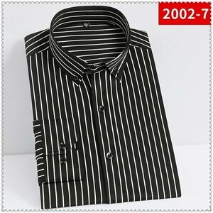 CS-2002-7(実寸43 XL-度 )新品 春夏 vikingar■北欧 長袖シャツ メンズ ノーアイロン 形態安定 ビジネス ワイシャツ シルクのような質感