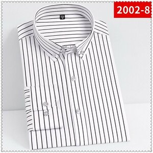 CS-2002-8(実寸43 XL-度 )新品 春夏 vikingar■北欧 長袖シャツ メンズ ノーアイロン 形態安定 ビジネス ワイシャツ シルクのような質感