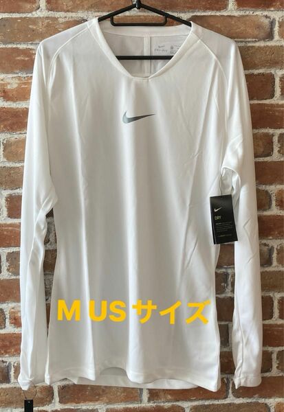 ナイキ ロングTシャツ M（USサイズ）トレーニング 練習用 ホワイト 白 メンズ 紳士 NIKE WHITE【未使用タグ付】