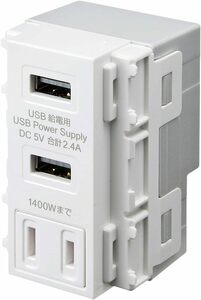 サンワサプライ AC付き埋込USB給電用コンセント ホワイト TAP-KJUSB2AC1W