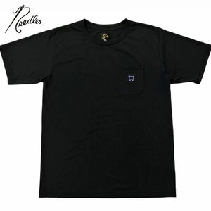 極美品/L相当●Needles ニードルス Crew Neck Tee Poly Jersey クルーネックポケットTシャツ 半袖 トップス ブラック 黒 M 春夏 メンズ