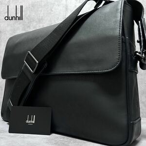 1 jpy * beautiful goods *dunhill Dunhill wing The - men's messenger bag shoulder business diagonal ..A4 possible Logo total pattern PVC leather original leather black 