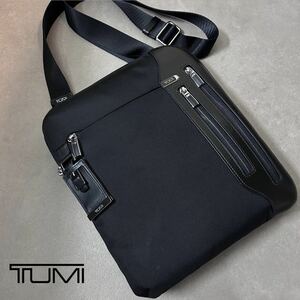 極美品●TUMI トゥミ アリーヴェ マッカラン メンズ クロスボディ ショルダーバッグ サコッシュ ビジネス ナイロン レザー 黒 斜め掛け