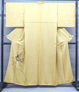 《京都一輝堂》【着物】 色留袖 手描き 瓢箪に花文様 身丈約160cm 裄丈約65.5cm 24Z-334