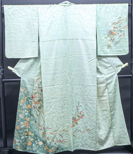 《京都一輝堂》【着物】訪問着 金彩 花文 一つ紋 身丈約159cm 裄丈約66cm 24Z-625