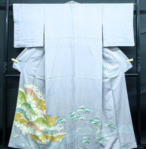 《京都一輝堂》【着物】色留袖 金彩 雲取遠山桜文 刺繍 一つ紋 身丈約159.5cm 裄丈約64.5cm 24Z-144