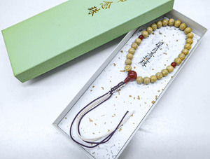 《京都一輝堂》【着物】 和装小物 数珠 念珠 星月菩提珠 メノウ 30玉 紙箱付き 24W-2002