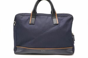 1円〜 ポールスミス ハンドバッグ トート ブリーフケース ビジネス 書類鞄 Unisex レザー キャンバス 紺 ネイビー Paul Smith 8567h