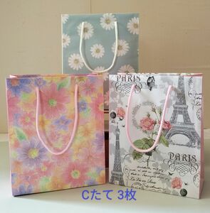 No.8【Cたて】ミニ紙袋3枚　ハンドメイド　ラッピング 手提げ袋