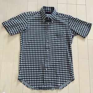 ノーアイロン i shirt Iシャツ Perfec tec Yシャツ 半袖 L 41 ギンガムチェック 青白　URBAN MODEL Yシャツ 