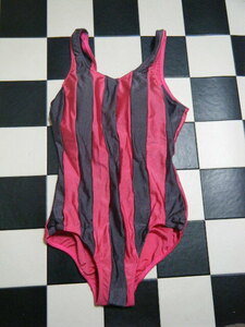  женщина купальный костюм One-piece размер 9M D5858 глянец розовый серый полоса 