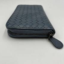 1円●付属品有●BOTTEGA VENETA ボッテガヴェネタ 長財布 イントレチャート ラウンドウォレット ジップ レザー 本革 ネイビー メンズ 男女_画像5